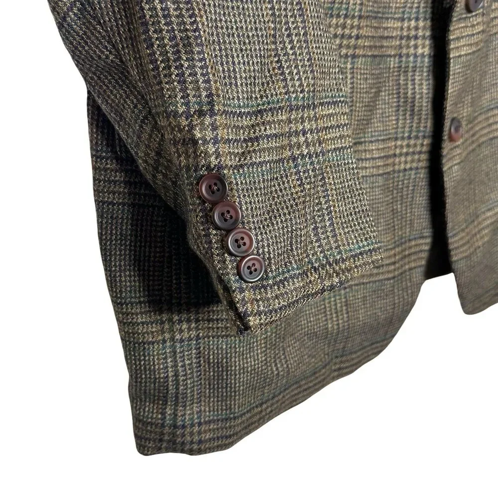 Vintage Polo Ralph Lauren Men’s 48R Blazer Plaid Prince of Wales 100% wool Sport